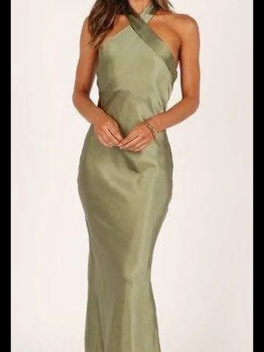 Petal & Pup Olive One-Shoulder Midi Dress
